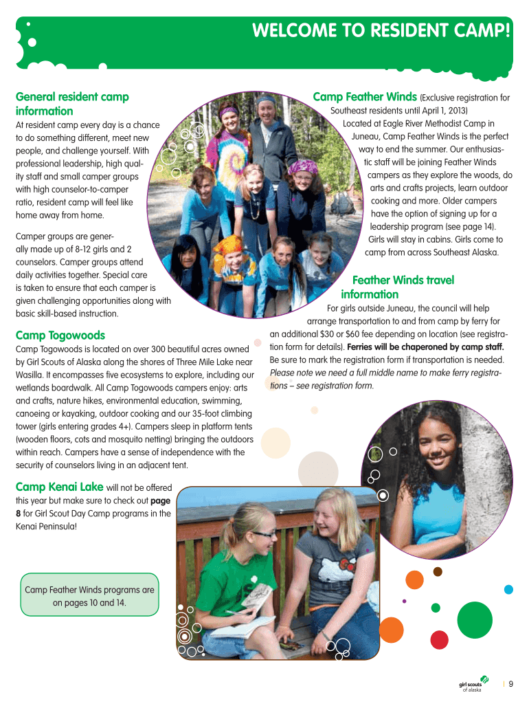 Fillable Online girlscoutsalaska To reSidenT CAmP! Girl
