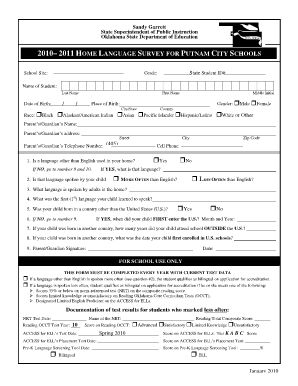 2010–2011 Home Language Survey for Putnam City Schools