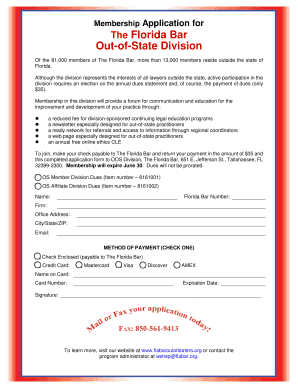 Florida Bar Out-of-State Membership Application