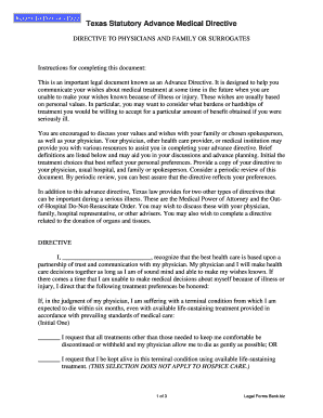 Advance Directive Form - Legal Forms Bank