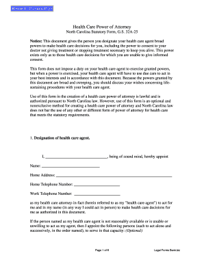 North Carolina Health Care Power of Attorney
