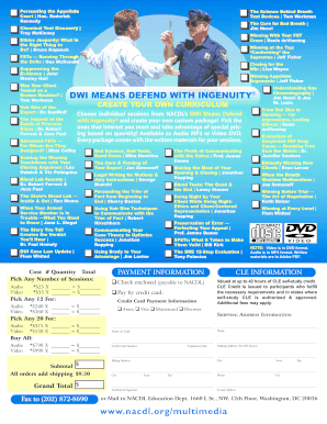 NACDL DWI Defense Training Order Form