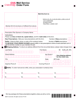 CVS Caremark Mail Service Order Form