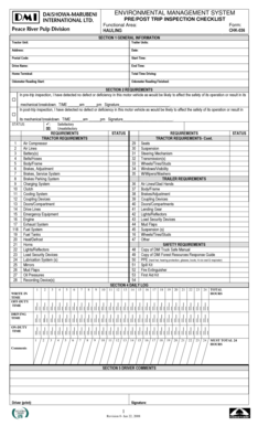 Hauling Pre/Post Trip Inspection Checklist