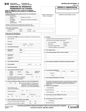 Demande de résidence permanente au Canada