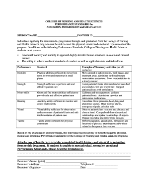 College of Nursing Performance Standards Form