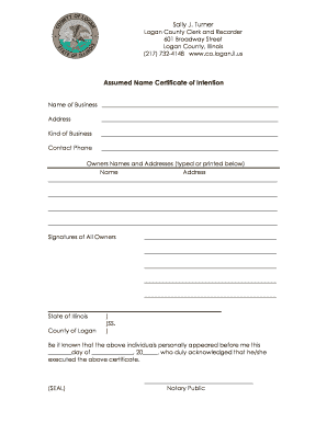 Illinois Assumed Name Certificate of Intention