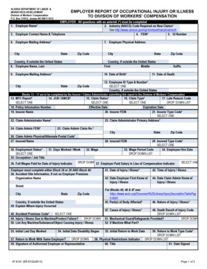 Alaska Employer Report of Occupational Injury or Illness
