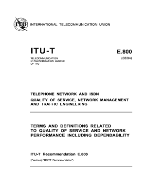 ITU-T Rec E800 0894 Terms and definition related to quality of service and network performance including dependability Series E - Telephone network and ISDN Quality of telecommunication services concepts models objectives and dependability