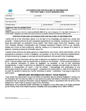 Authorization for Release of Information for Paid Family Leave Bonding