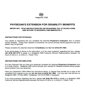 Physician’s Extension for Disability Benefits