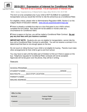 Conditional Rider Expression of Interest