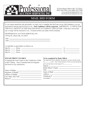 Mail Bid Form