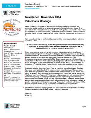 Newsletter templates - I wish to begin my comments by thanking our parent volunteers for organizing and