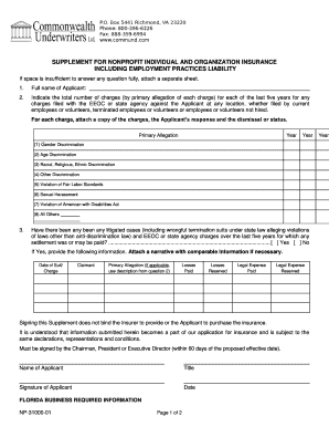 Nonprofit Insurance Supplement