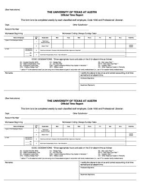 University of Texas at Austin Official Time Report