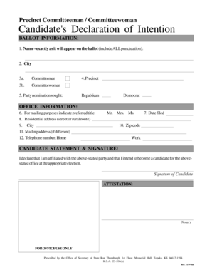 Precinct Committeeman Committeewoman Declaration
