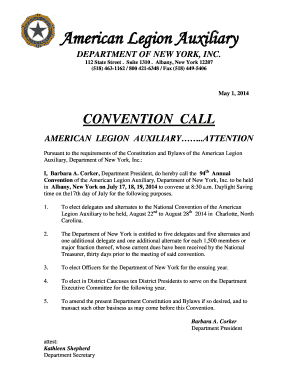 American Legion Auxiliary Convention Call