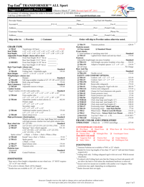 Top End Transformer All Sport Wheelchair Order Form