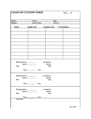 Chain of Custody Form