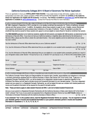 California Community Colleges Board of Governors Fee Waiver Application