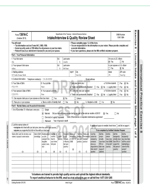 IRS Form 13614-C Intake and Interview Sheet