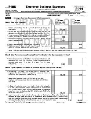 IRS Form 2106 Employee Business Expenses