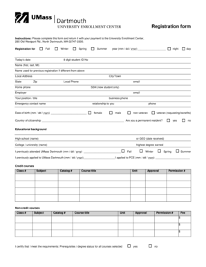 University Enrollment Registration Form