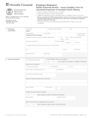 Employee Statement - Group Disability Claim