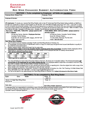 Red Wing Enhanced Subsidy Authorization Form