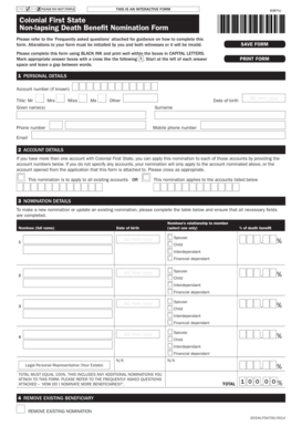 Colonial First State Non-lapsing Death Benefit Nomination Form