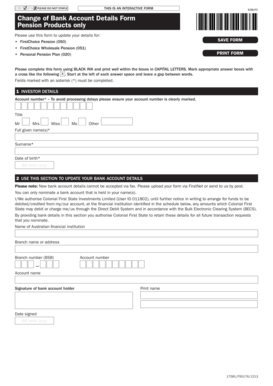 Change of Bank Account Details Form