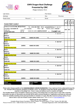 GWN Dragon Boat Challenge Pledge Collection Form