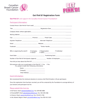 Get Pink’d! Registration Form
