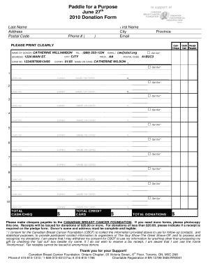 Canadian Breast Cancer Foundation Donation Form