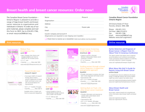 Canadian Breast Cancer Foundation Resource Order Form