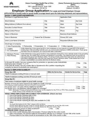 Kaiser Permanente Employer Group Application