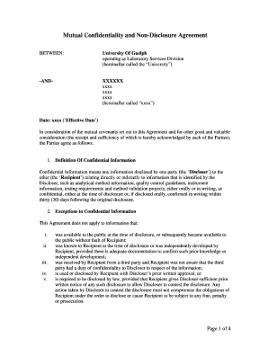 Sample of nda agreement - Mutual non-disclosure agreement - University of Guelph Laboratory bb