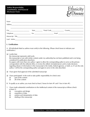 Author Responsibility Contribution Financial Disclosure Form