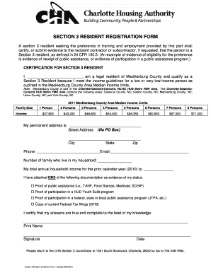 Section 3 Resident Registration Form