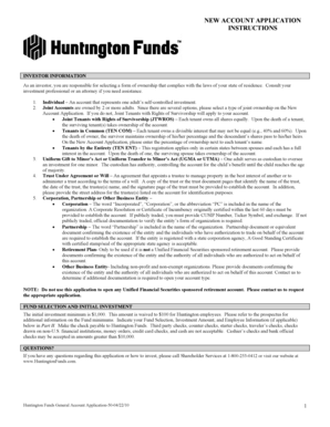 Huntington Funds New Account Application