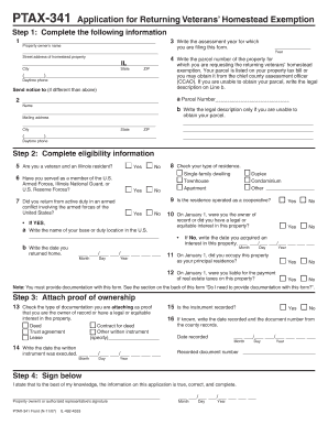 Illinois Returning Veterans’ Homestead Exemption Form