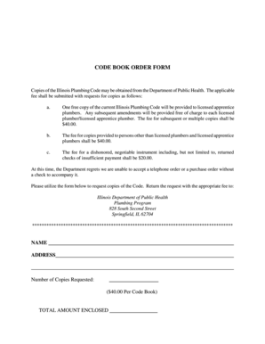 Illinois Plumbing Code Order Form