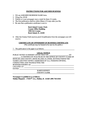 Illinois Assumed Business Name Certificate