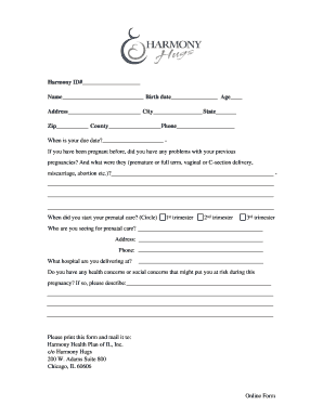 Prenatal Care Information Form