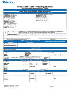 Behavioral Health Service Request Form