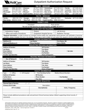 Outpatient Authorization Request Form