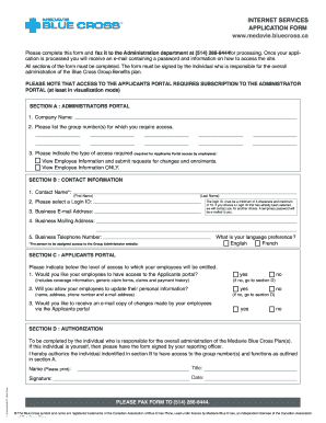 Blue Cross Group Benefits Application Form