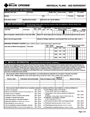 Alberta Blue Cross Individual Plans Add Dependent Form