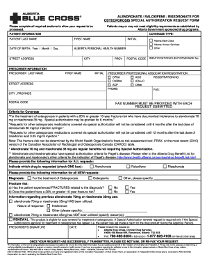 Alendronate Raloxifene Risedronate Special Authorization Request Form